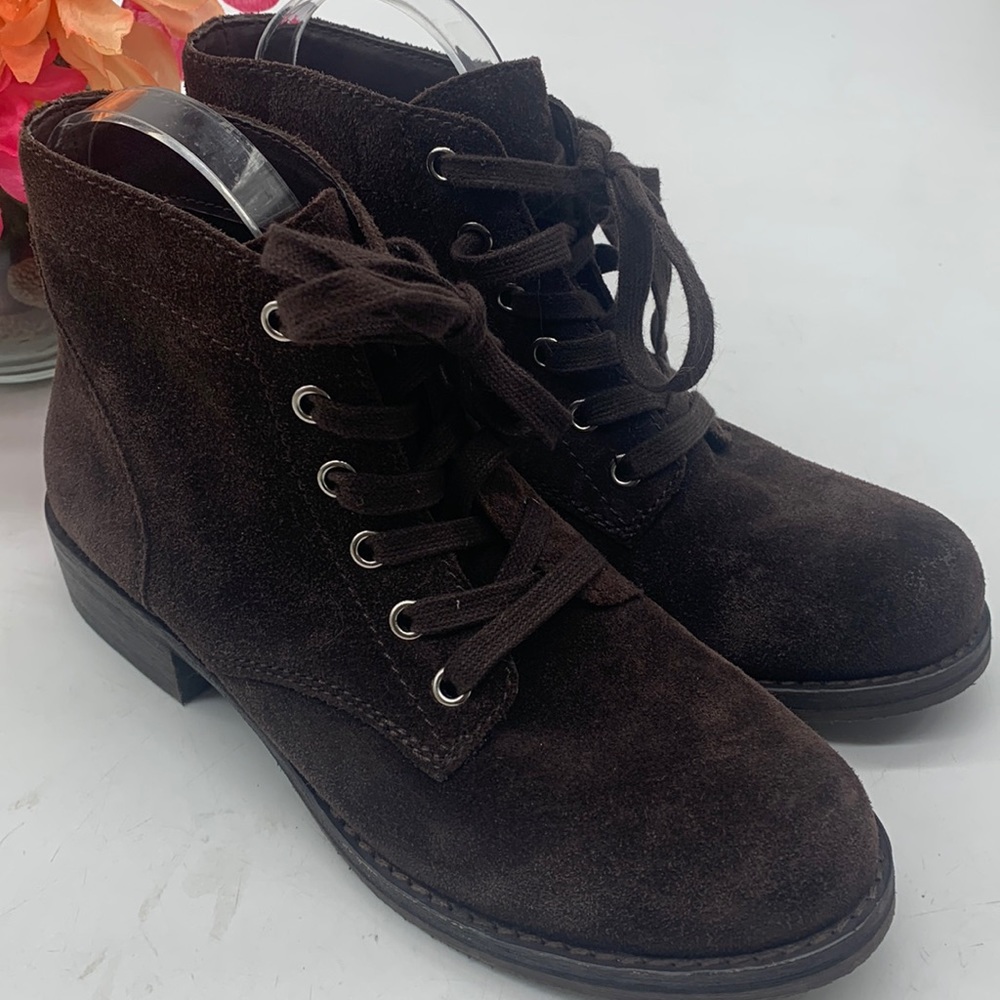 Sam Edelman Chocolate Brown Suede Lacs Up Ankle Boot Women’s Size 7 MCA3996A